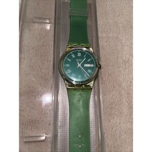 Wristwatch SWATCH Gent Greenset GG704 New‎ NOS With Case Clear Back Date